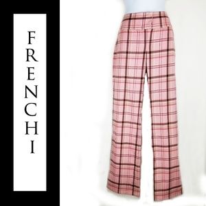 FRENCHI  Plaid Pants Pink Multi colored flared leg
